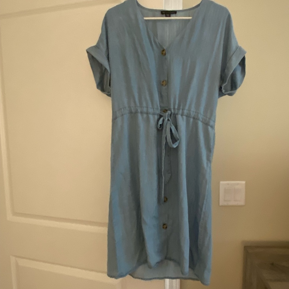 Saks Fifth Avenue button chambray dress